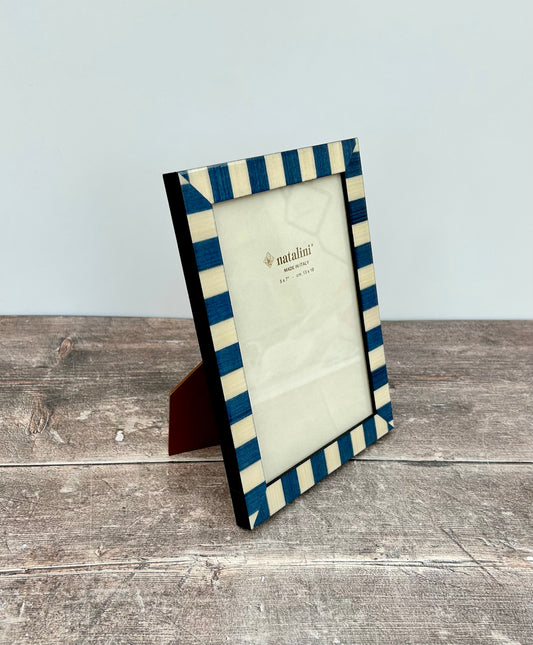 Natalini Blue and Cream Striped Photo Frame 5 x 7