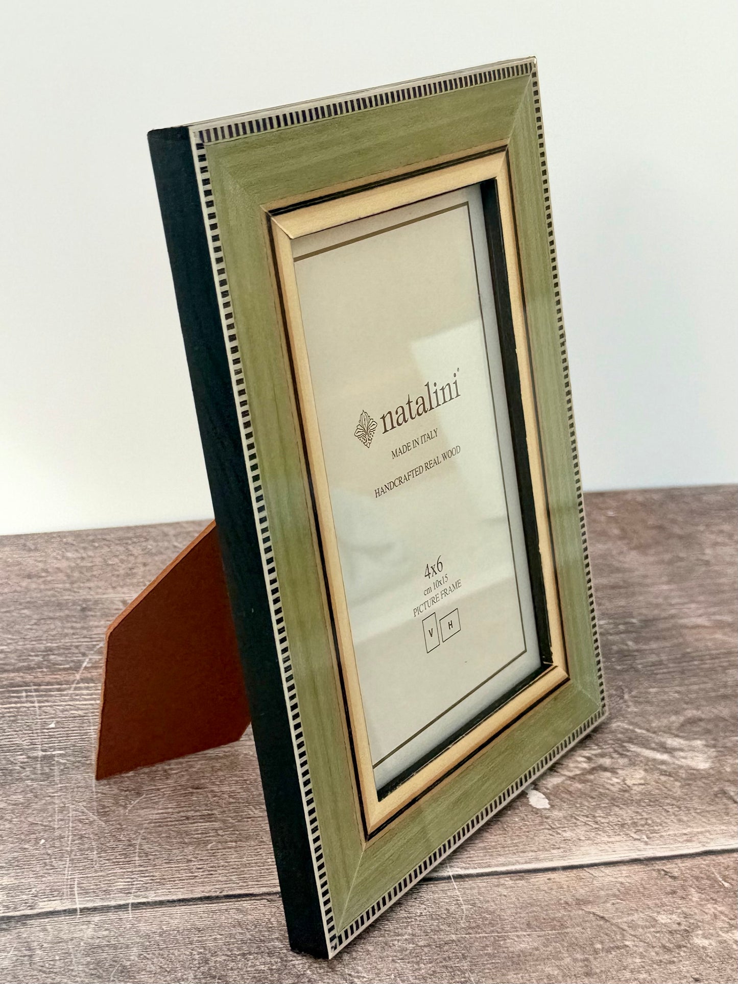 Natalini Green with Wide Chequered Border Photo Frame 4 x 6
