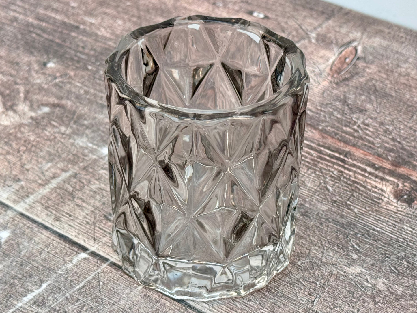 Grey/Smoke Glass Tea Light Candle Holder