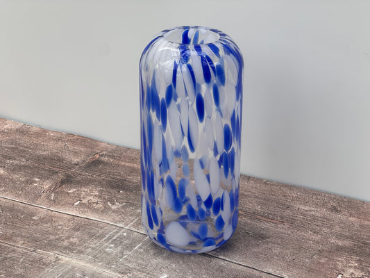 Blue Speckled Glass Vase, 27.5cm