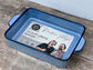 Hairy Bikers Large Blue Rectangular Baking Dish with Blue Rim, 33.5cm