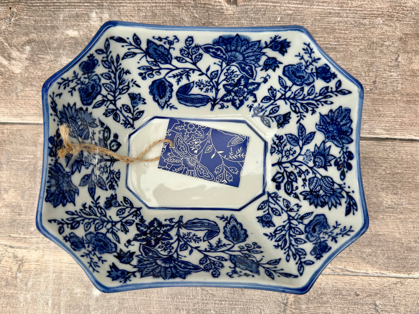 Blue and White Flower Patterned Bowl