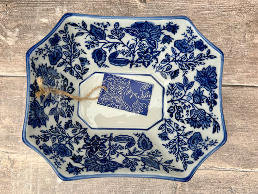 Blue and White Flower Patterned Bowl