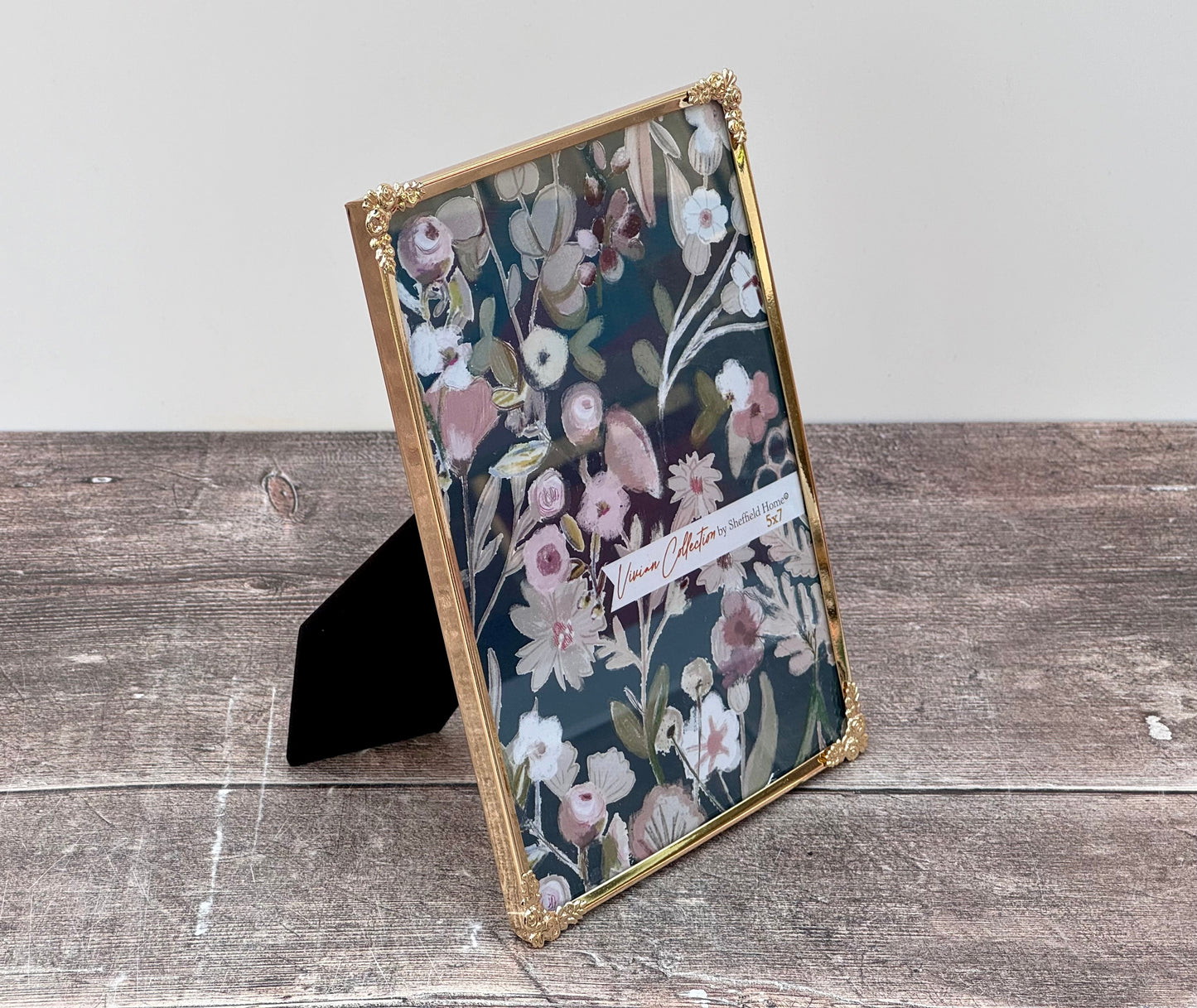 Flower Corner Gold Tone Photo Frame 5’ x 7’