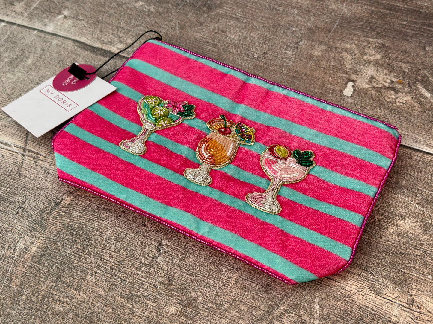 Striped Cocktail Beaded Purse/Case