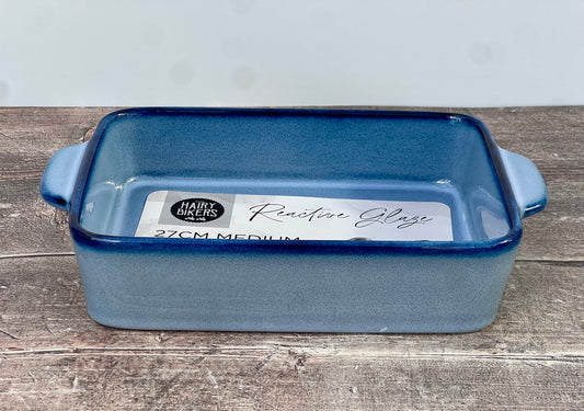 Hairy Bikers Medium Blue Rectangular Baking Dish with Blue Rim, 27cm