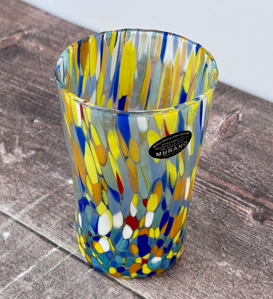 Multi-Coloured Speckled Murano Drinking Glass, 12.5cm