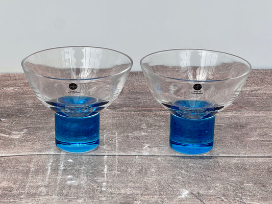 Pair of Blue Base Cocktail Saucer/Glasses