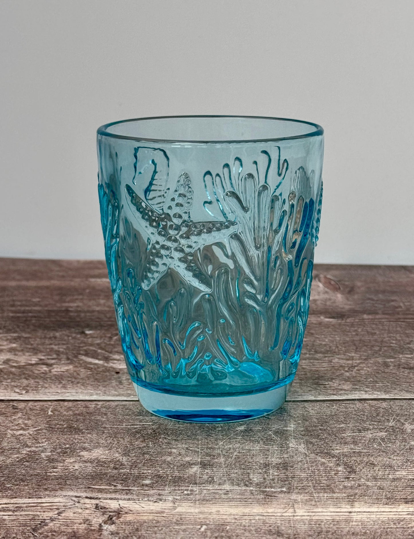 1 Blue Seaside Patterned Glass Tumbler