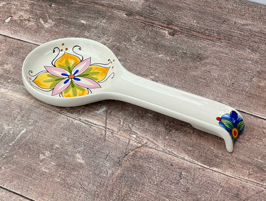 Yellow Flower Patterned Spoon Rest, 28cm