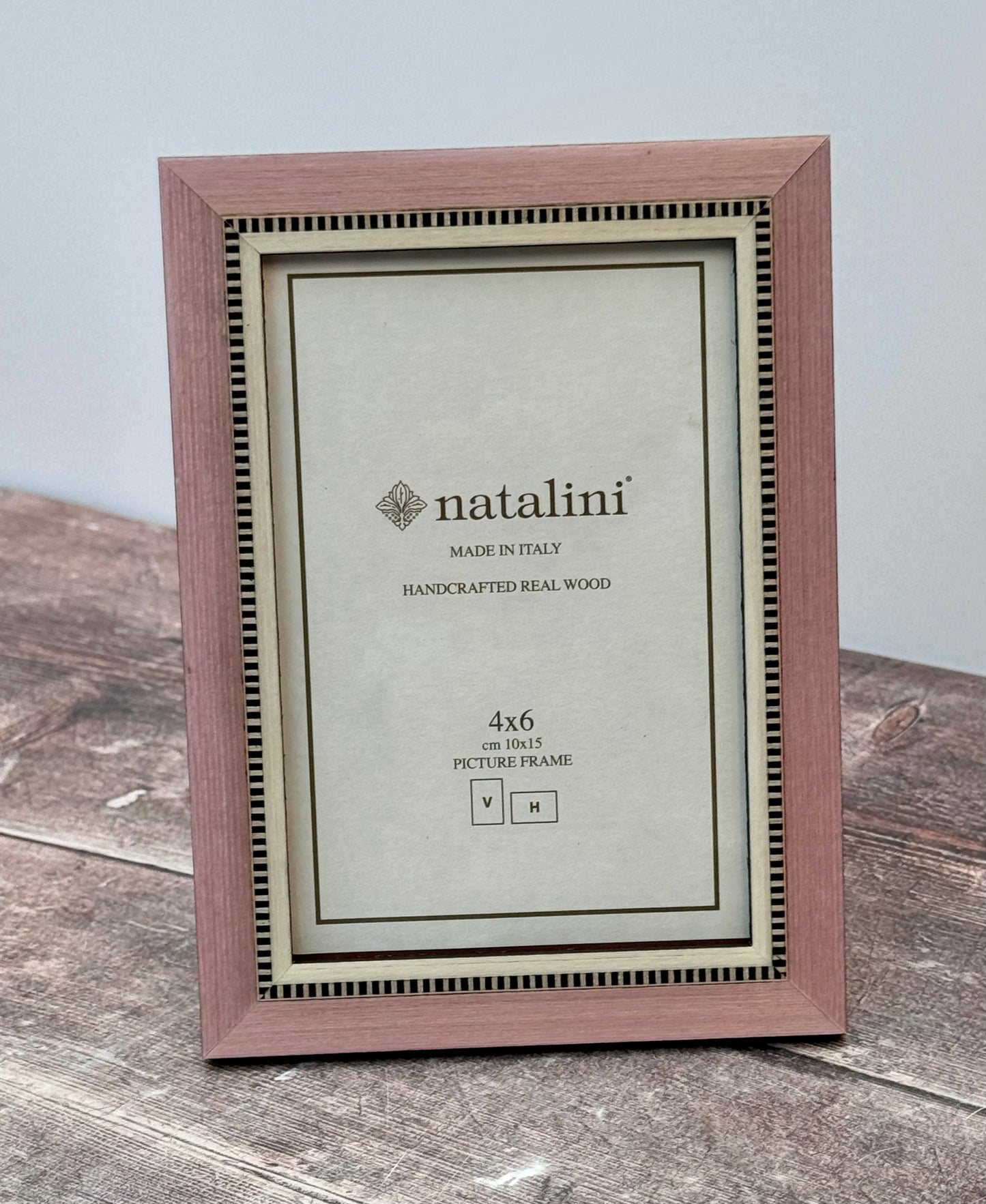 Natalini Pink with Chequered Border Photo Frame, 4 x 6