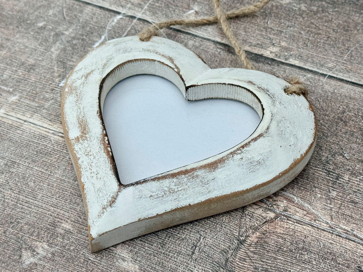 Heart Shabby Chic Hanging Photo Frame, 13cm