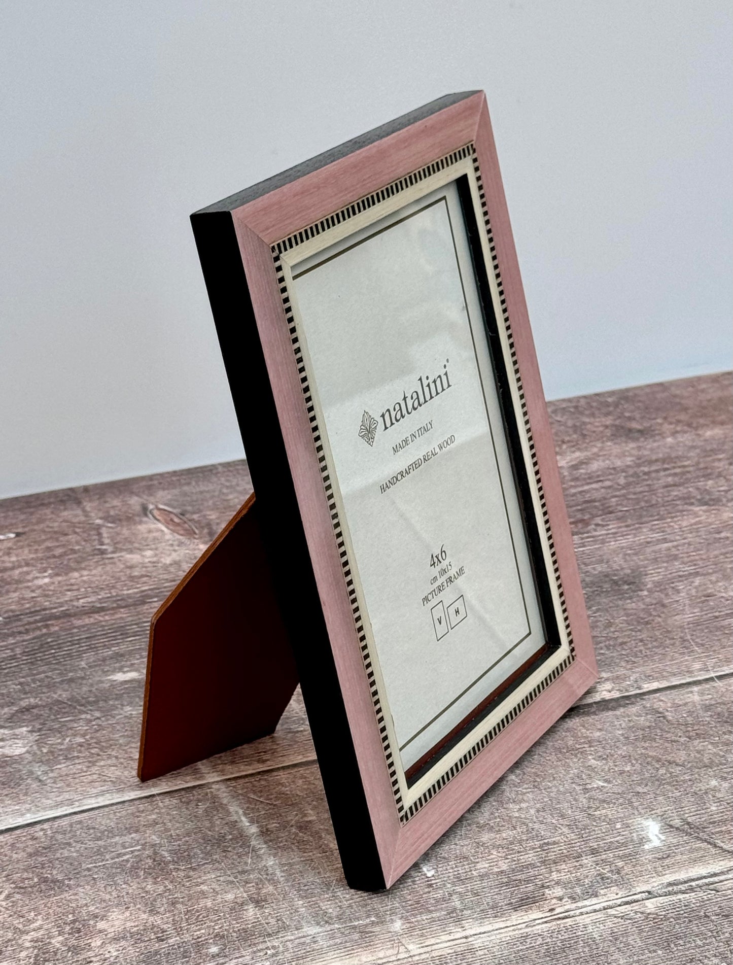 Natalini Pink with Chequered Border Photo Frame, 4 x 6