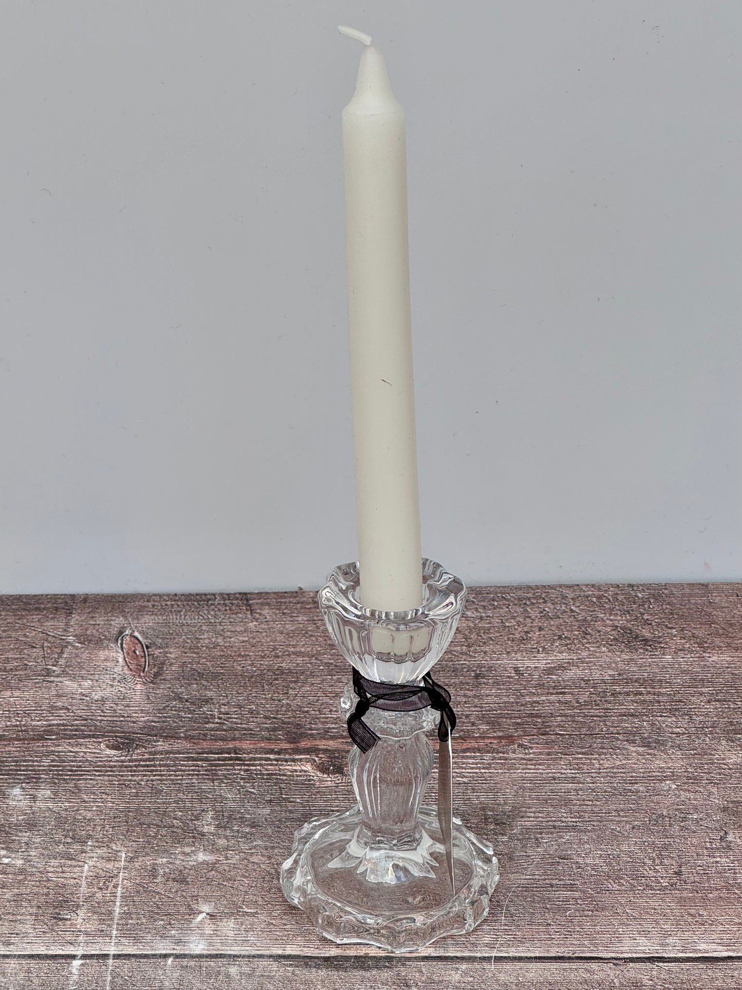 Clear Glass Candlestick, 11cm