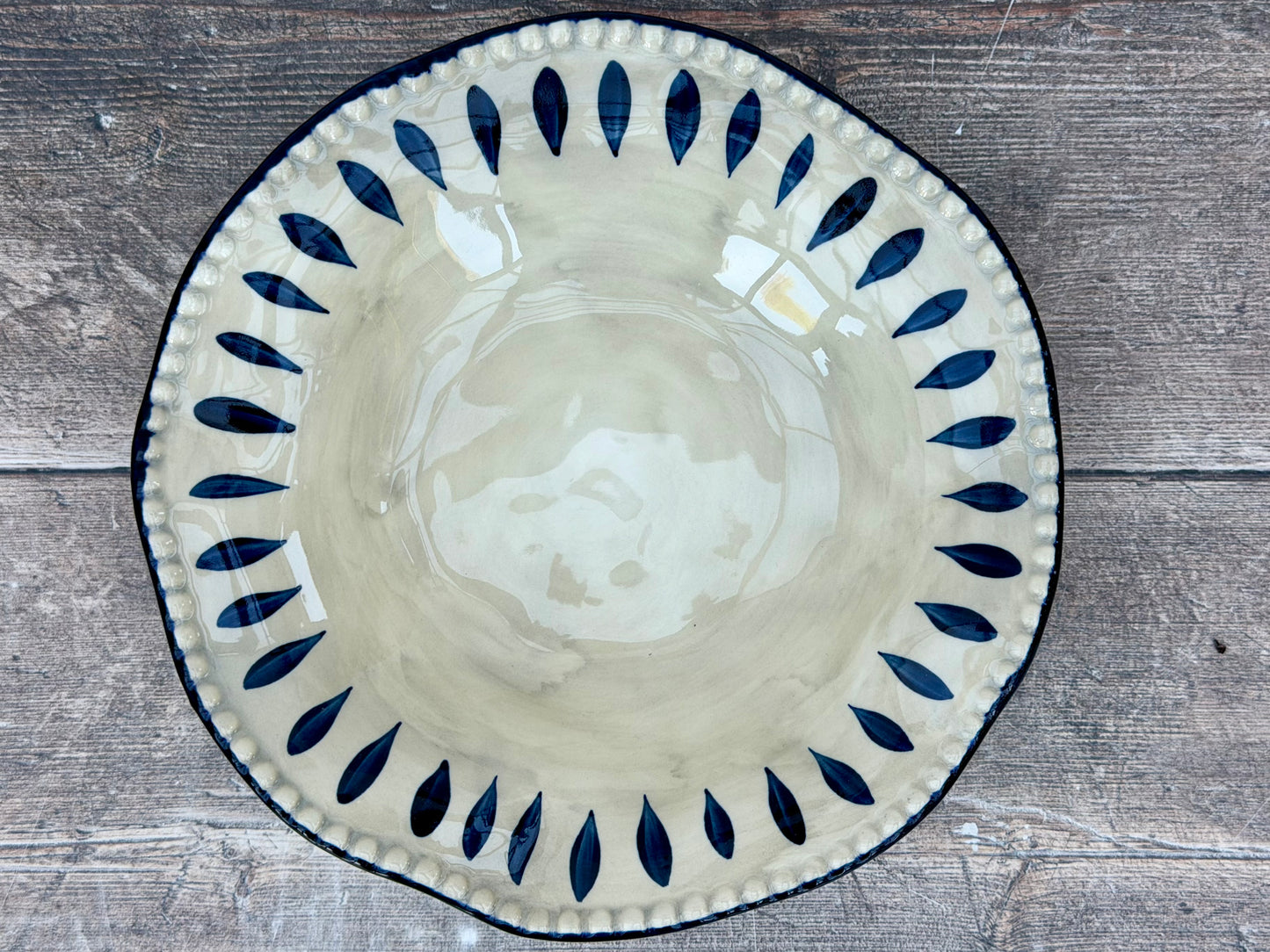 Blue Patterned Bowl, 22cm