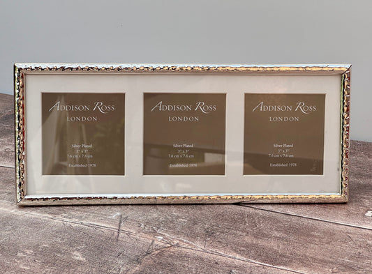 Addison Ross Silver Plated Bevelled Design 3 Photo Frame