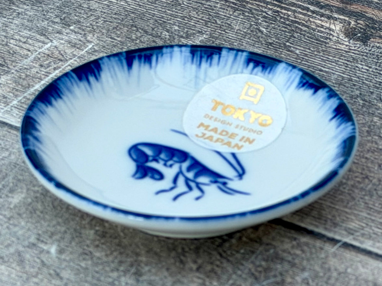 Tokyo Design Studio Blue and White Shrimp Patterned Dipping Bowl, 9cm