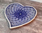 Blue and White Patterned Heart Shaped Plate, 28cm