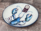 Blue & White Lobster Patterned Plate, 20.5cm