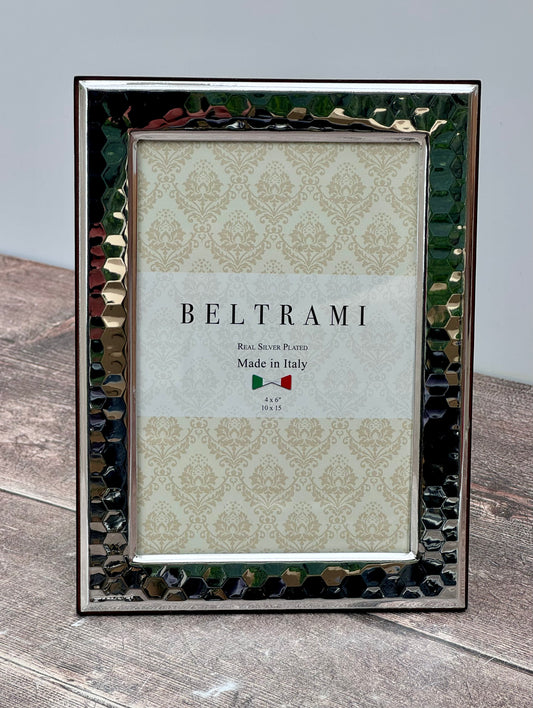 Beltrami Silver Plated Hexagonal Patterned Photo Frame 4 x 6