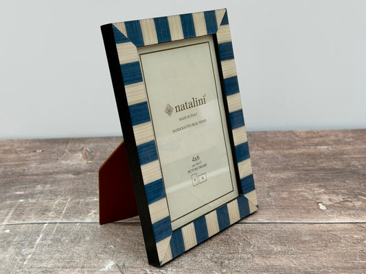 Natalini Blue and White Striped Photo Frame 4 x 6