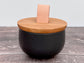 Dark Grey Salt Cellar/Pot with Oak Lid, 9cm