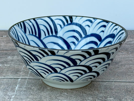 Tokyo Design Studio Blue Half Moon Patterned Bowl, 15cm