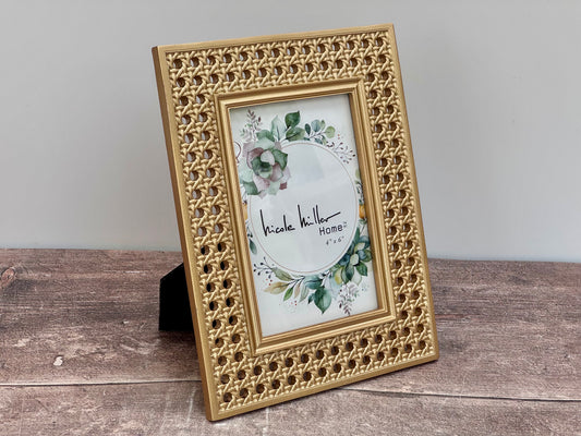 Nicole Miller Gold Tone Weave Photo Frame, 4’ x 6’