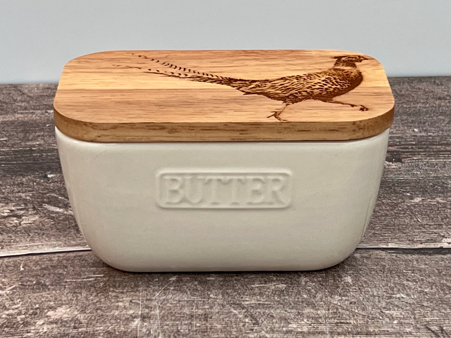 Pheasant White Butter Dish