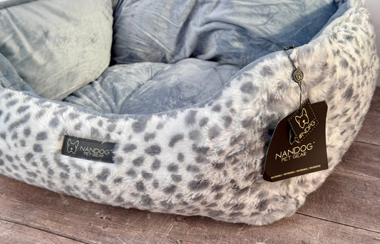 Nandog Pet Gear Grey Spotted Fluffy Soft Reversible Dog Bed, 52cm