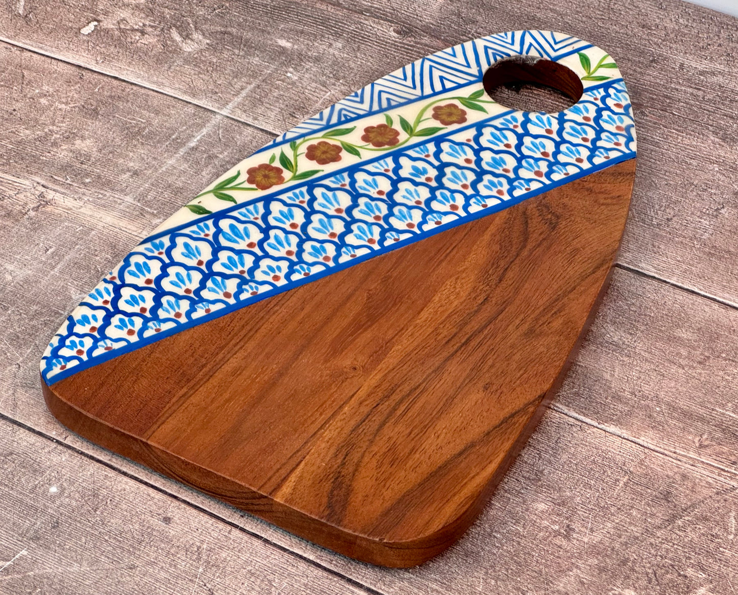 Flower Patterned Wood Serving/Cheese Board