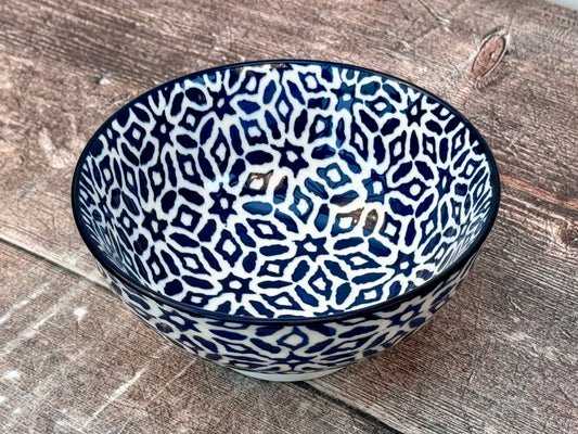 Blue and White Patterned Bowl, 12cm