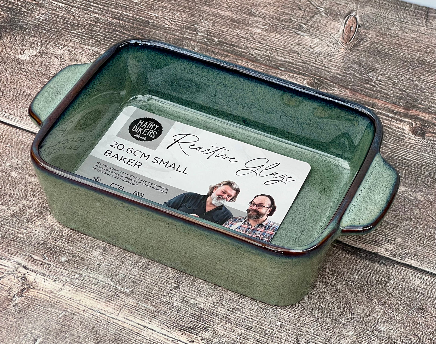 Hairy Bikers Small Dark Green Reactive Glaze Rectangular Baking Dish, 20.6cm