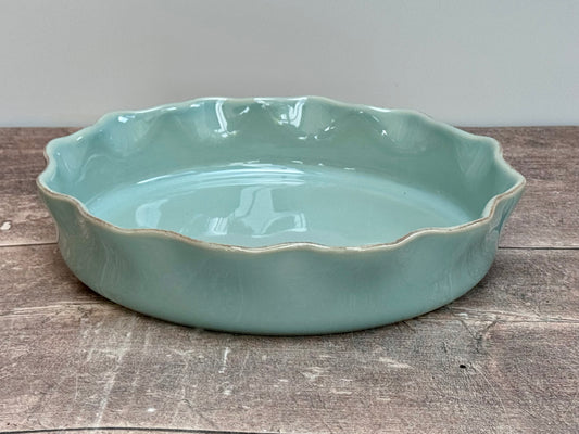 Turquoise Wavy Edge Baking / Pie Dish, 27cm
