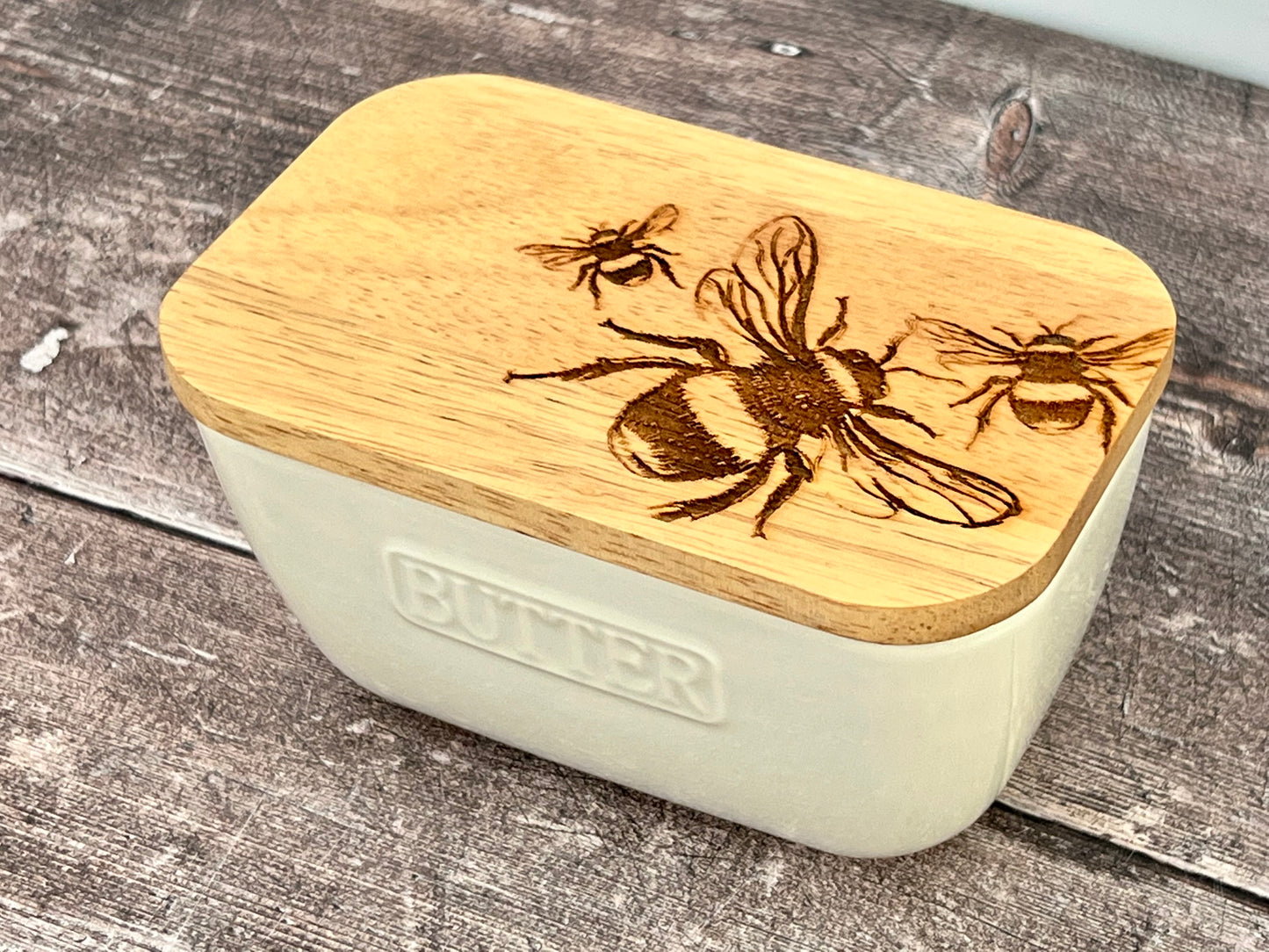 Bee White Butter Dish