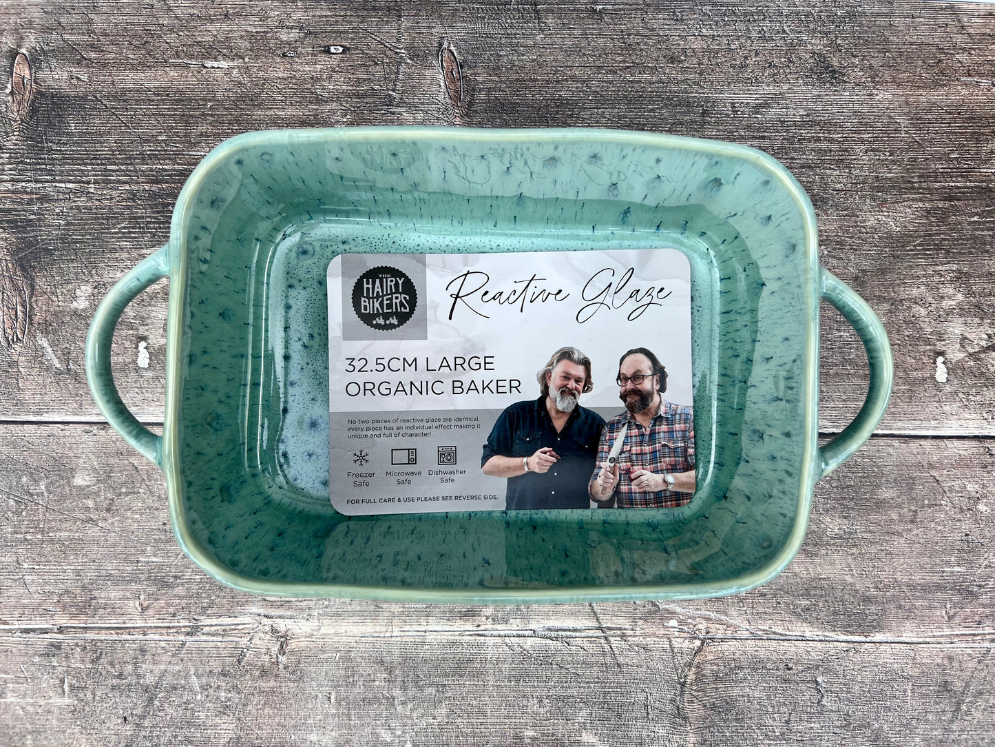 Hairy Bikers Green Reactive Glaze Rectangular Deep Baking Dish, 32.5cm