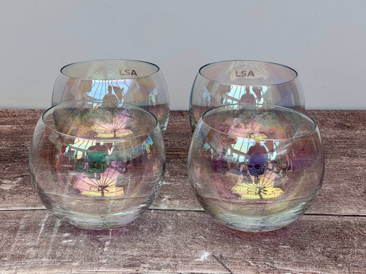 LSA Set of 4 Bubble Pearl Lustre Rocking Tumblers