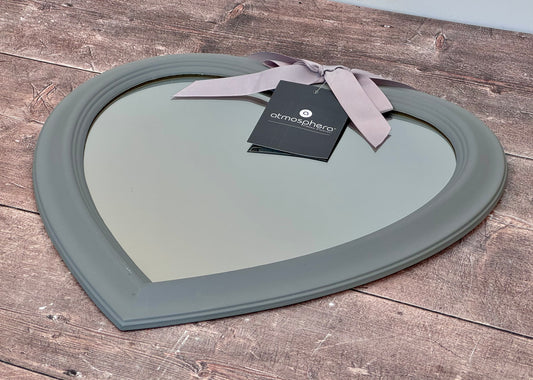 Shabby Chic Grey Wooden Heart Mirror, 40cm