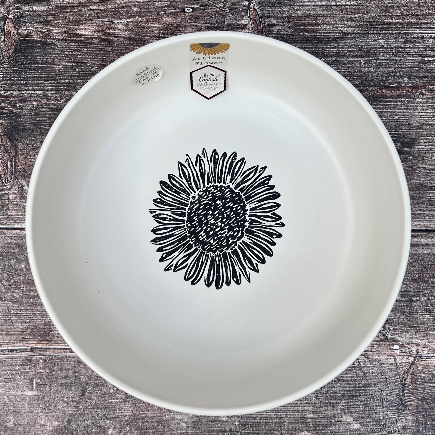 Black and White Flower Patterned Serving Bowl, 26cm