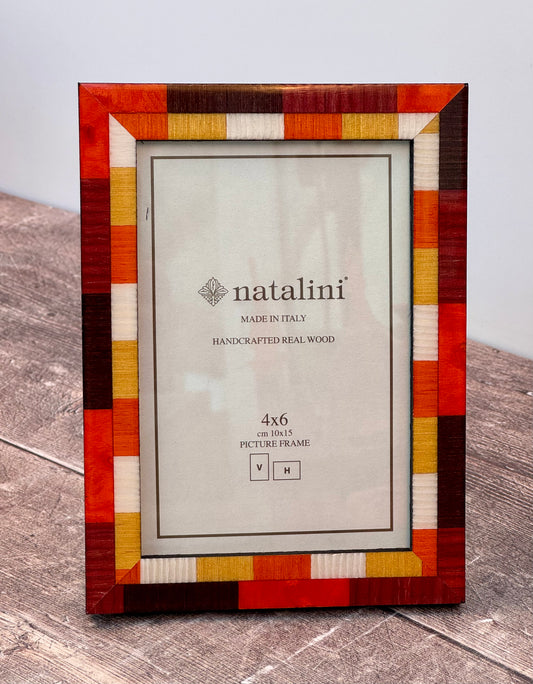 Natalini Orange and Yellow Marquetry Photo Frame 4 x 6