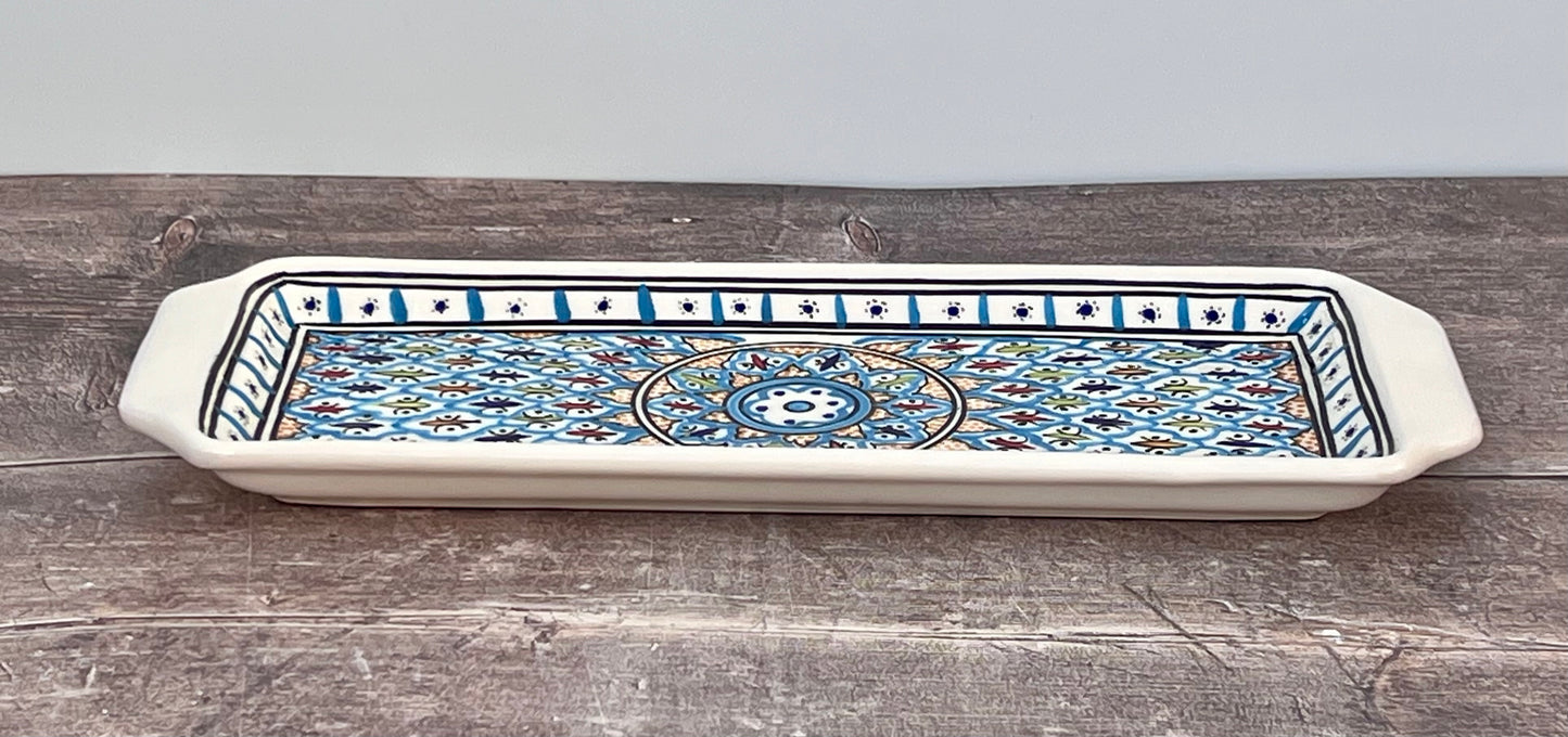 Blue Patterned Serving Plate, 35cm