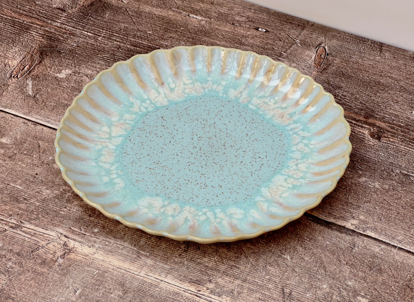 Sea Blue Scallop Edge Salad Plate, 22cm