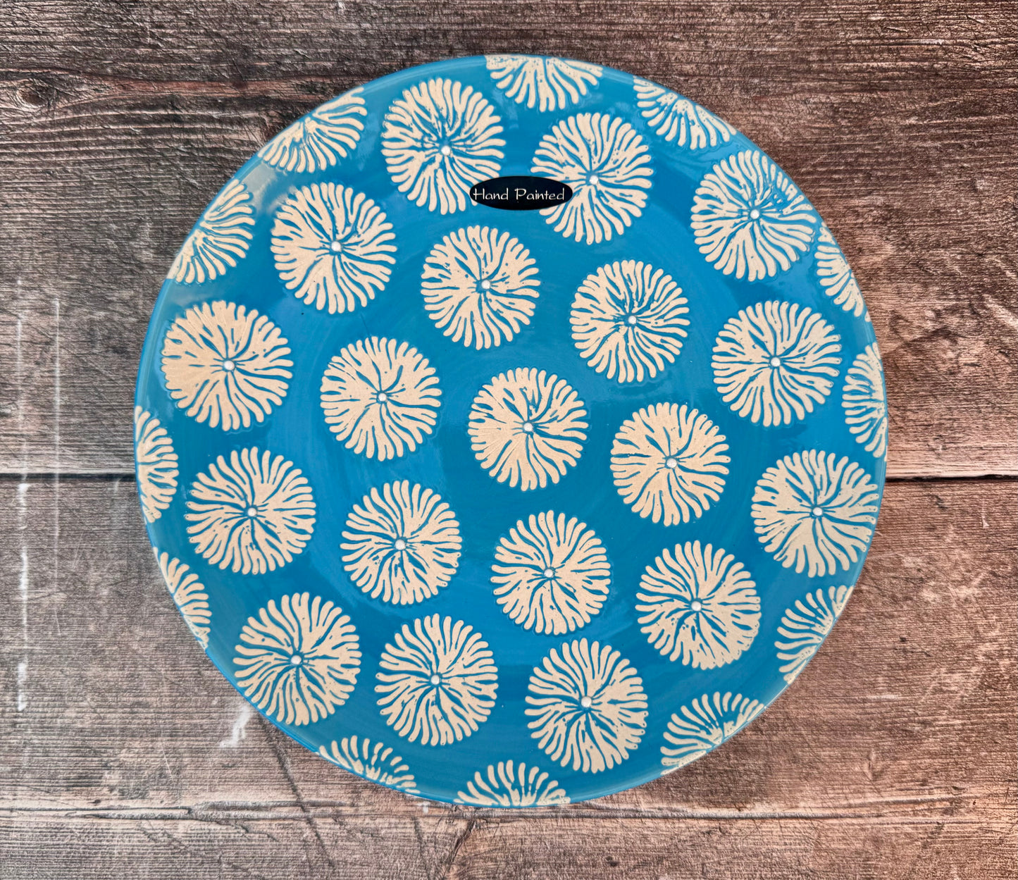 Blue and White Patterned Plate, 21cm