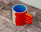 Orange, Blue and White Handpainted Mug