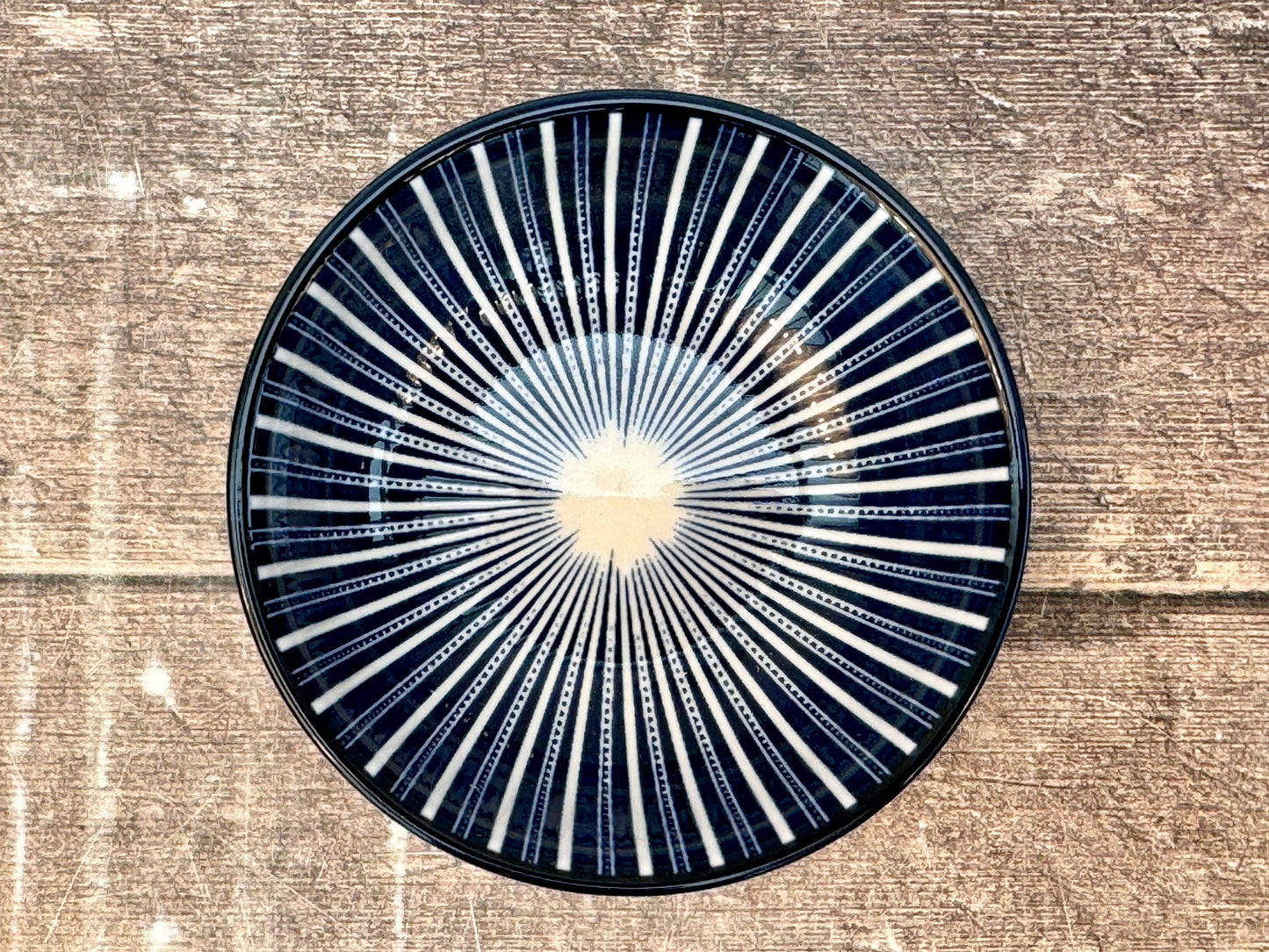 Blue and White Stripe Design Dipping Bowl, 9cm