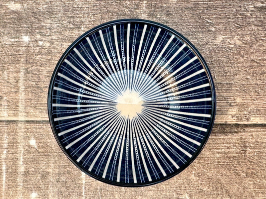 Blue and White Stripe Design Dipping Bowl, 9cm