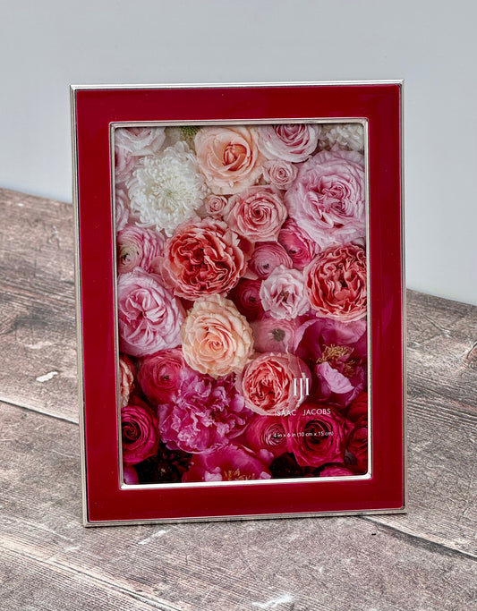 Isaac Jacobs Bright Pink and Silver Photo Frame, 4 x 6