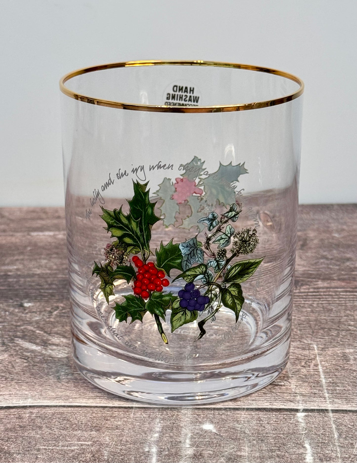 Set of 4 Portmeirion Holly & the Ivy Double Old Fashioned Glasses