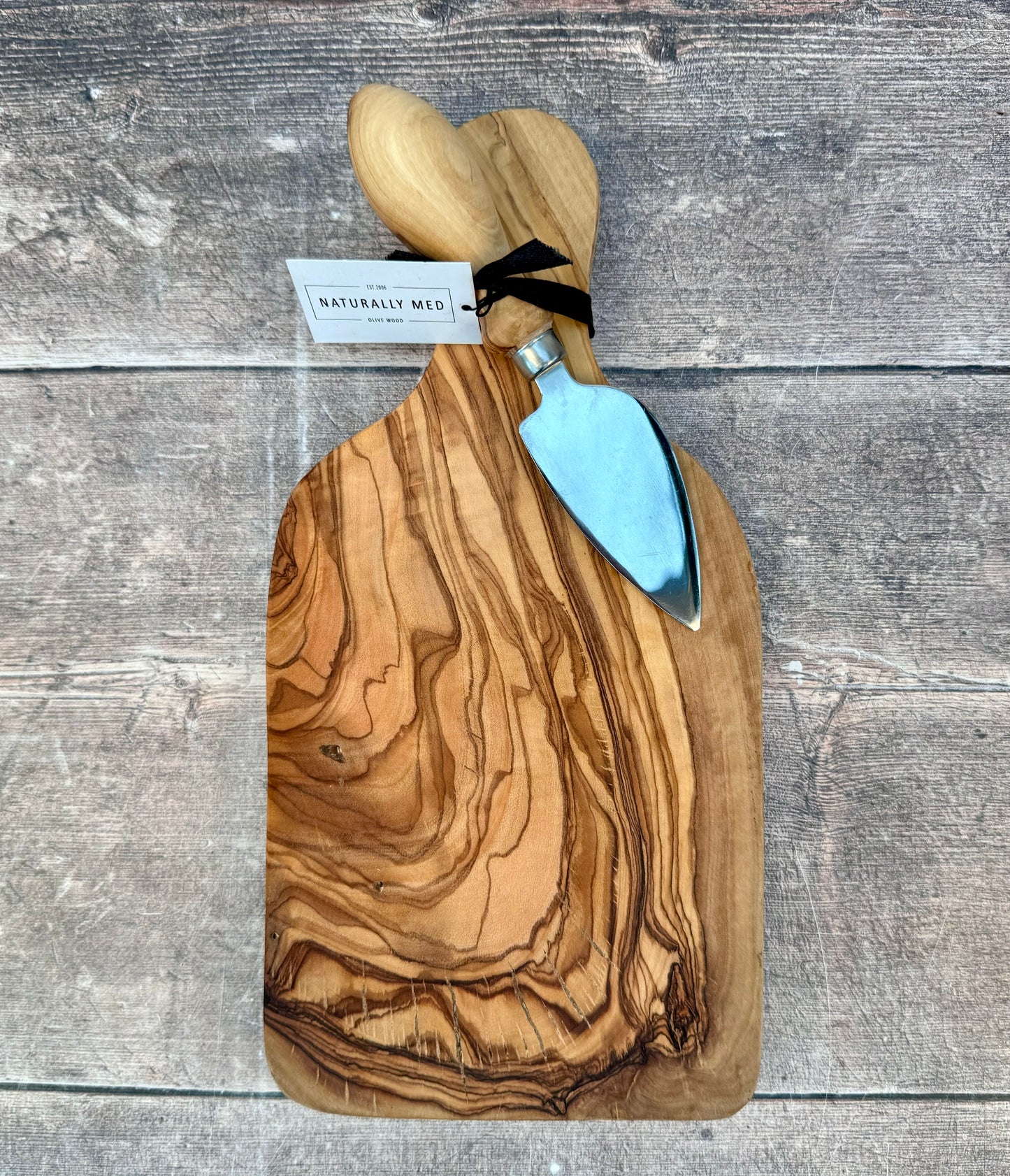 Olive Wood Cheese Board and Knife