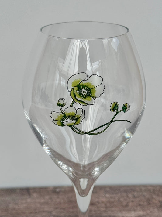 Pair of Perrier-Jouet Green Flower Champagne Glasses, 28.5cl